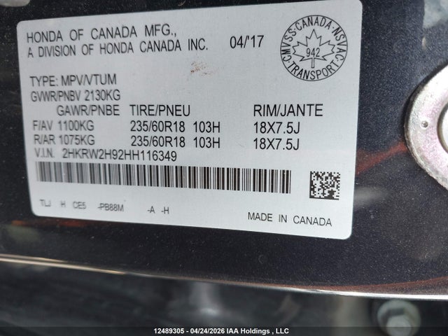 2HKRW2H92HH116349 Honda CR-V