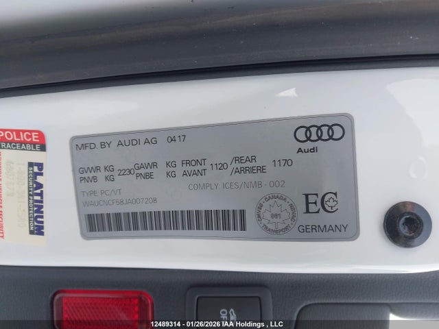 WAUCNCF58JA007208 Audi A5 2.0t Technik