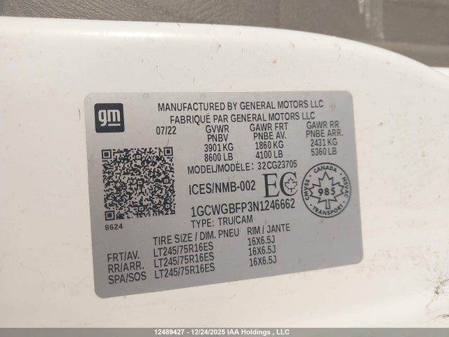 1GCWGBFP3N1246662 Chevrolet Express G2500
