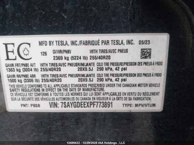 Tesla Model Y 2023 7SAYGDEEXPF773891 Image 9
