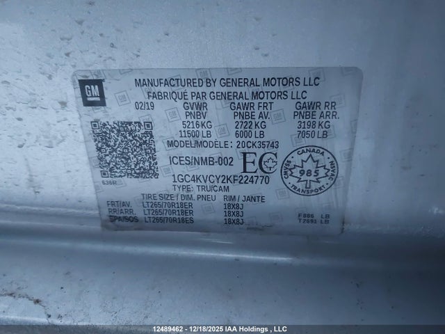 1GC4KVCY2KF224770 Chevrolet Silverado K3500