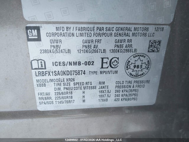 Buick Envision Preferred 2019 LRBFX1SA0KD075874 Image 9