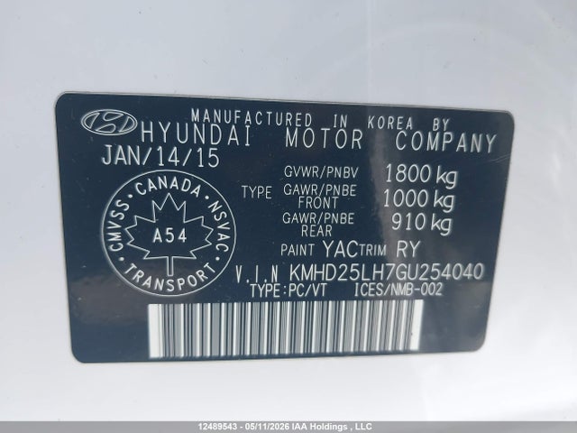 KMHD25LH7GU254040 Hyundai Elantra Gt Gl