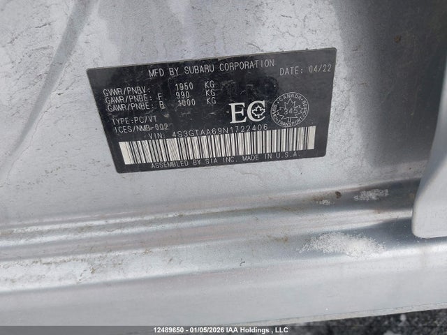 Aukcja sprzedaży 2022 Subaru Impreza, vin: 4S3GTAA69N1722406, numer aukcji: 12489650
