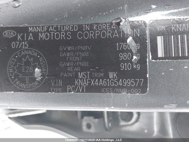 KNAFX4A61G5499577 KIA Forte 1.8l Lx/1.8l Lx+