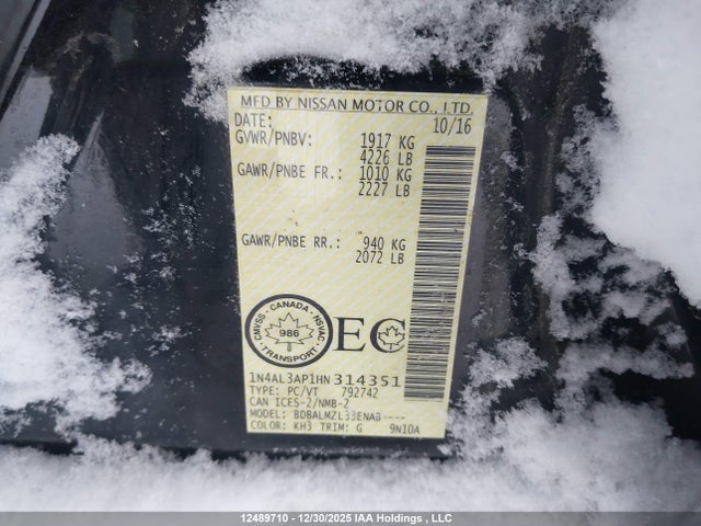 1N4AL3AP1HN314351 Nissan Altima 2.5/s/sv/sl/sr