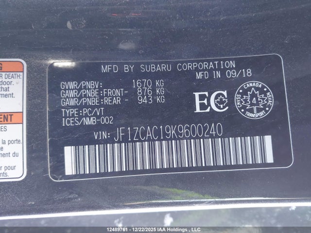 JF1ZCAC19K9600240 Subaru Brz Raiu Edition/sport-tech Rs