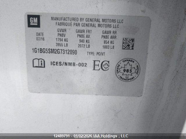 1G1BG5SM2G7312090 Chevrolet Cruze Premier Auto
