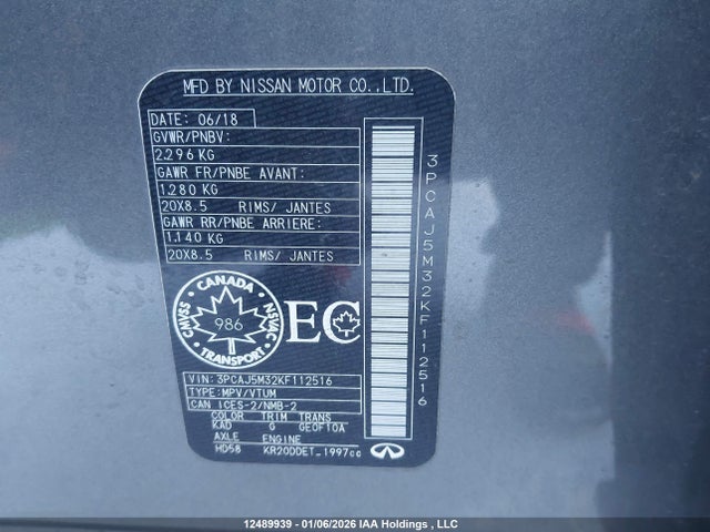 3PCAJ5M32KF112516 Infiniti Qx50 Essential/pure