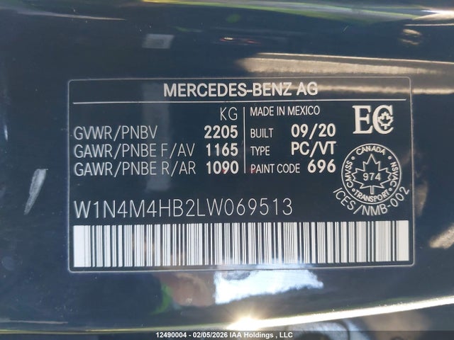 W1N4M4HB2LW069513 Mercedes-Benz Glb 250 4matic