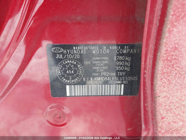 KMHD84LF5LU110505 Hyundai Elantra Sel/value/limited