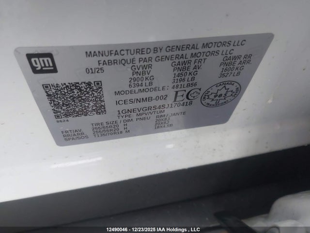 1GNEVGRS4SJ170418 Chevrolet Traverse Lt