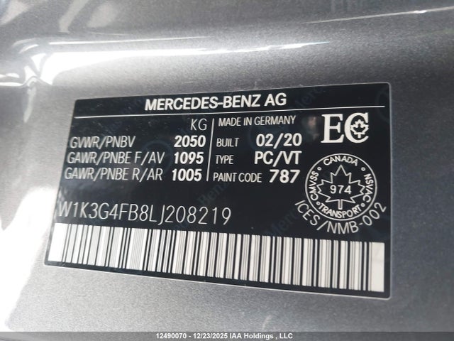W1K3G4FB8LJ208219 Mercedes-Benz A 220 4matic