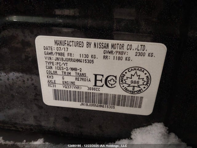 JN1BJ0RR4HM415305 Infiniti QX50