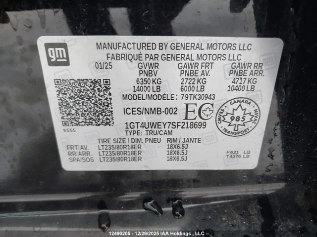 1GT4UWEY7SF218699 GMC SIERRA 3500