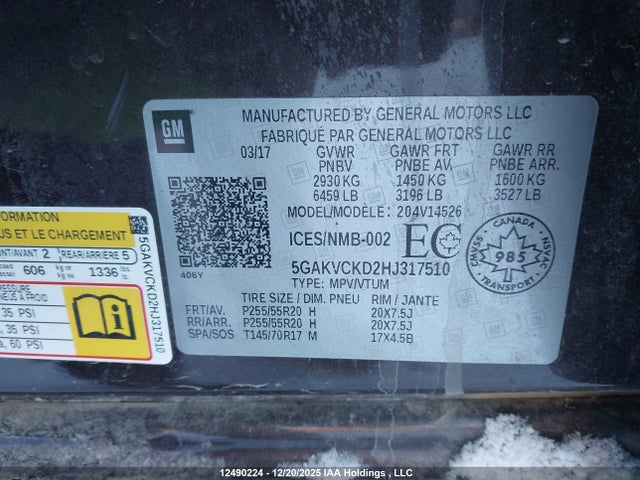 5GAKVCKD2HJ317510 Buick Enclave