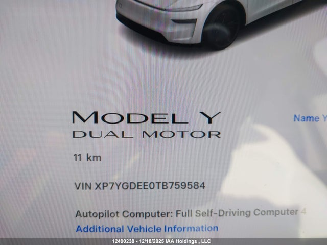 XP7YGDEE0TB759584 Tesla Model Y