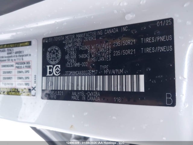 2T2BBMCAXSC075257 Lexus Rx 350h