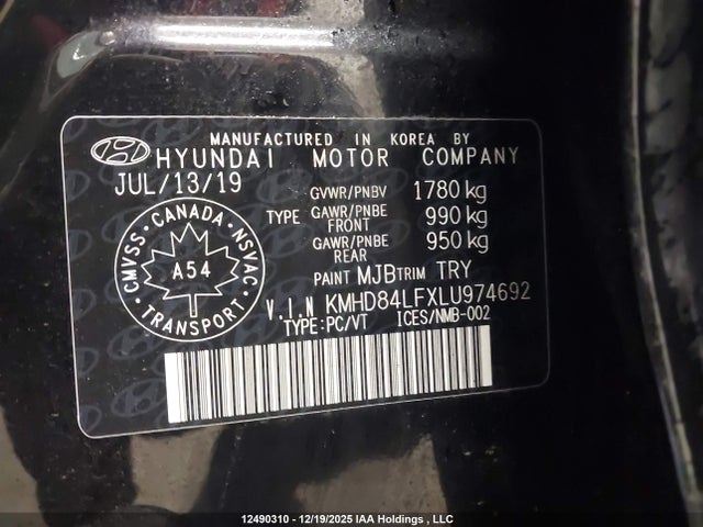 KMHD84LFXLU974692 Hyundai Elantra