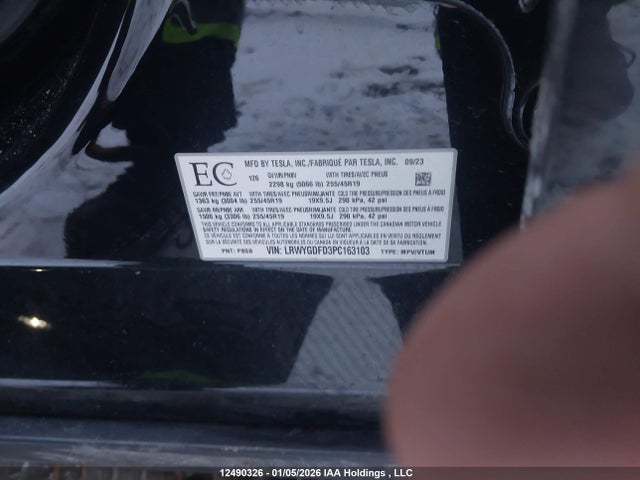 Продаж на аукціоні авто 2023 Tesla Model Y Rwd, vin: LRWYGDFD3PC163103, номер лоту: 12490326