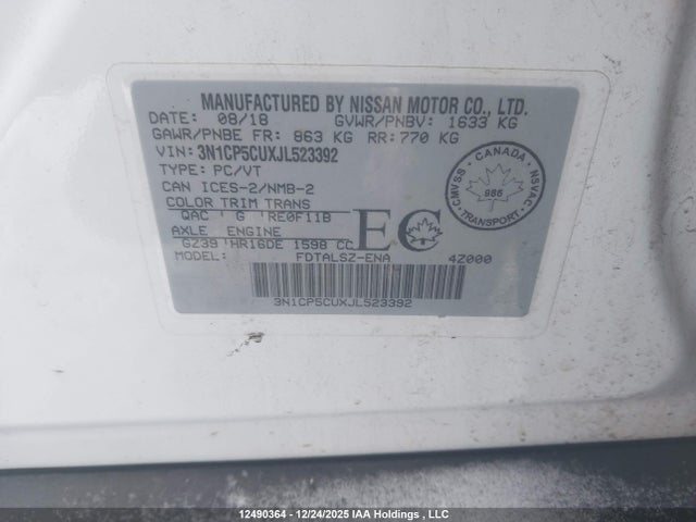 3N1CP5CUXJL523392 Nissan Kicks