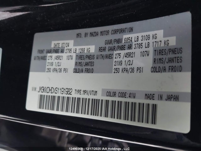 Mazda Cx-90 Premium 2025 JM3KKDHDXS1191982 Image 9