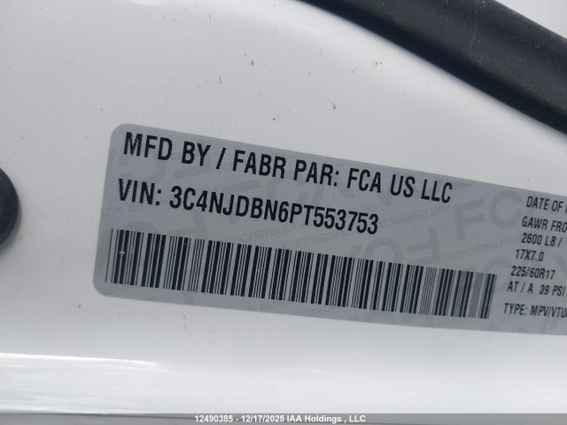 12490385 :رقم المزاد ، 3C4NJDBN6PT553753 vin ، 2023 Jeep Compass Latitude مزاد بيع