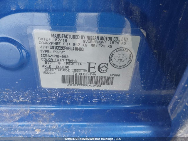 Nissan VERSA NOTE 2016 3N1CE2CP6GL410403 Image 9