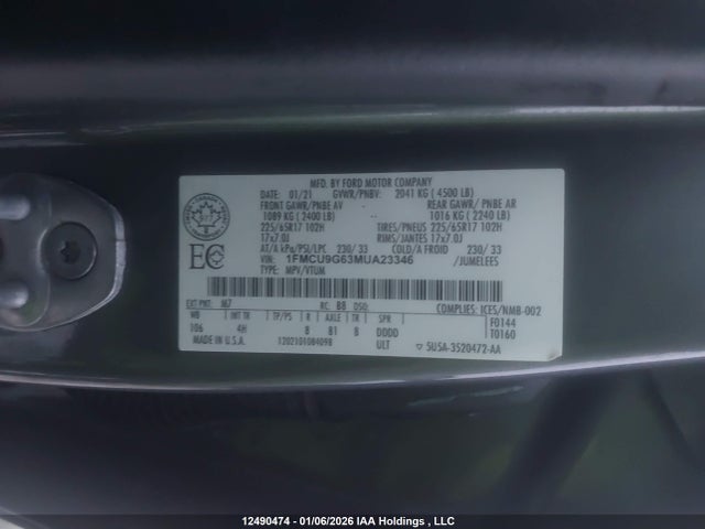 1FMCU9G63MUA23346 Ford ESCAPE SE