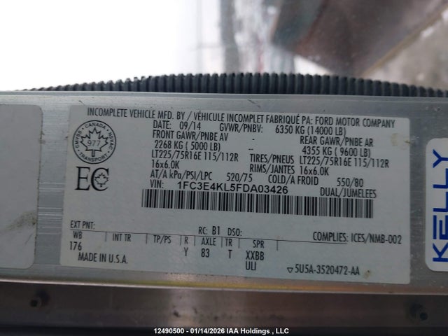 1FC3E4KL5FDA03426 Ford Econoline E450 Super D Cmm Strp Chs