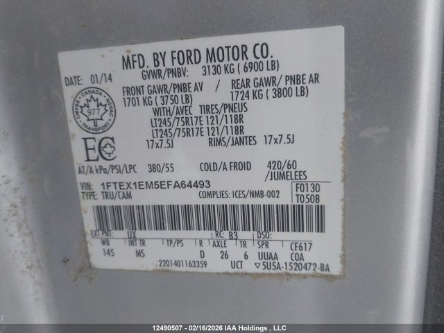 Aukcja sprzedaży 2014 Ford F-150 Xlt, vin: 1FTEX1EM5EFA64493, numer aukcji: 12490507