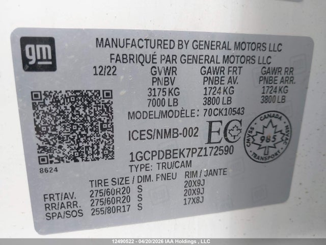 1GCPDBEK7PZ172590 Chevrolet Silverado 1500