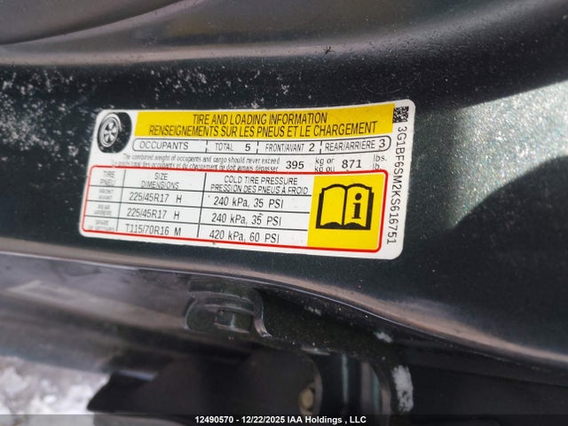 3G1BF6SM2KS616751 Chevrolet Cruze Premier