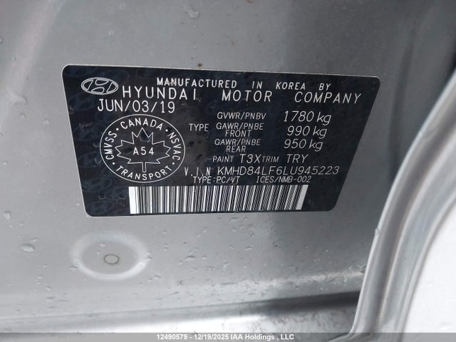 KMHD84LF6LU945223 Hyundai Elantra