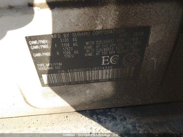 4S4BSDDC5J3314446 Subaru Outback 2.5i Touring