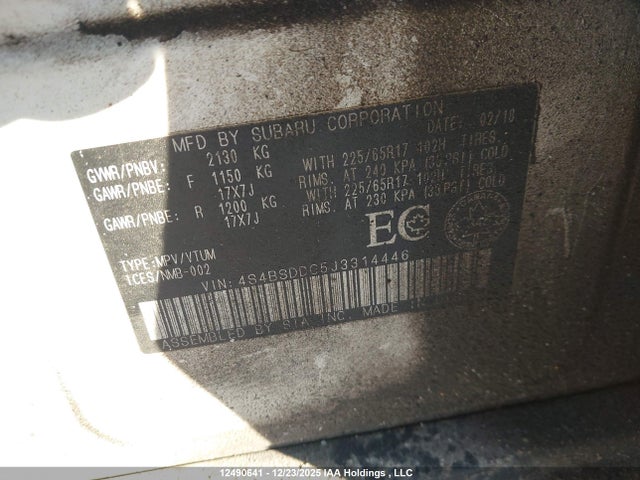 4S4BSDDC5J3314446 Subaru Outback 2.5i Touring