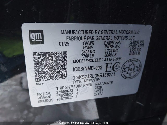 1GKS2JRL3SR186271 GMC Yukon Xl Denali Denali