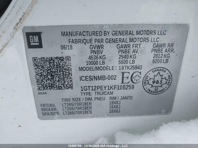 1GT12PEY1KF108259 GMC SIERRA 2500HD