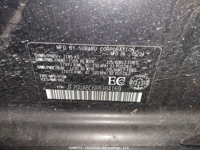 Subaru Crosstrek Convenience 2024 JF2GUABC6RH384169 Image 9