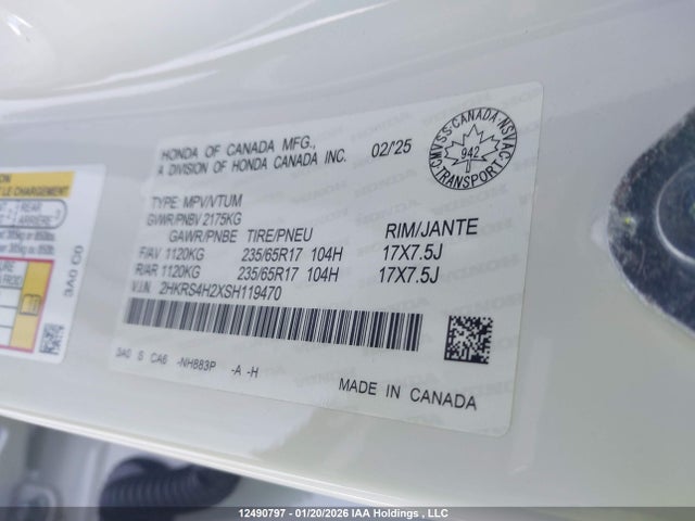 2HKRS4H2XSH119470 Honda CR-V