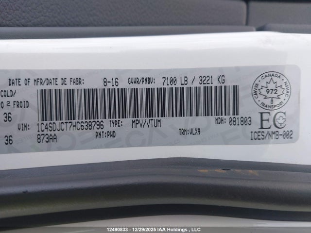 1C4SDJCT7HC638796 Dodge Durango R/t