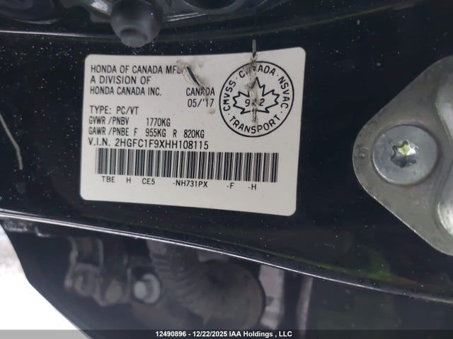 Honda CIVIC SEDAN 2017 2HGFC1F9XHH108115 Image 9