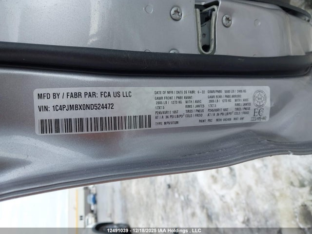 Продажа на аукционе авто 2022 Jeep Cherokee, vin: 1C4PJMBX0ND524472, номер лота: 12491039