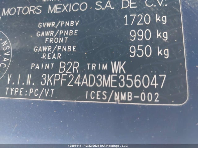 Aukcja sprzedaży 2021 Kia Forte, vin: 3KPF24AD3ME356047, numer aukcji: 12491111