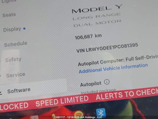 Продажа на аукционе авто 2023 Tesla Model Y Long Range, vin: LRWYGDEE1PC081395, номер лота: 12491117