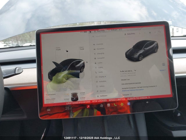 Продажа на аукционе авто 2023 Tesla Model Y Long Range, vin: LRWYGDEE1PC081395, номер лота: 12491117