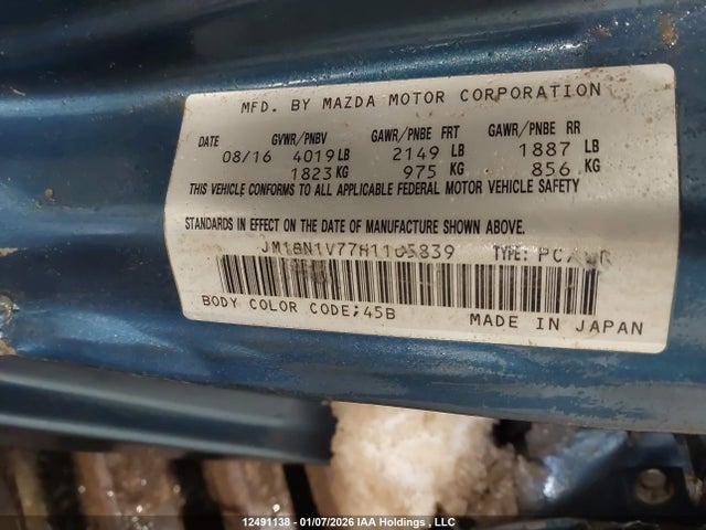 JM1BN1V77H1105839 Mazda Mazda3 Gs