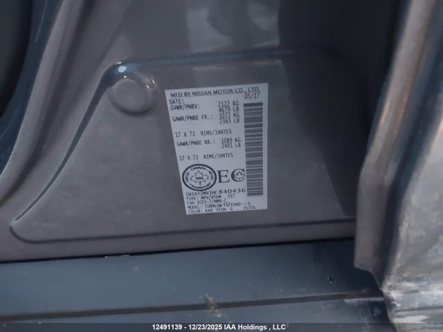 5N1AT2MV1HC840436 Nissan Rogue S/sl Platinum/sv