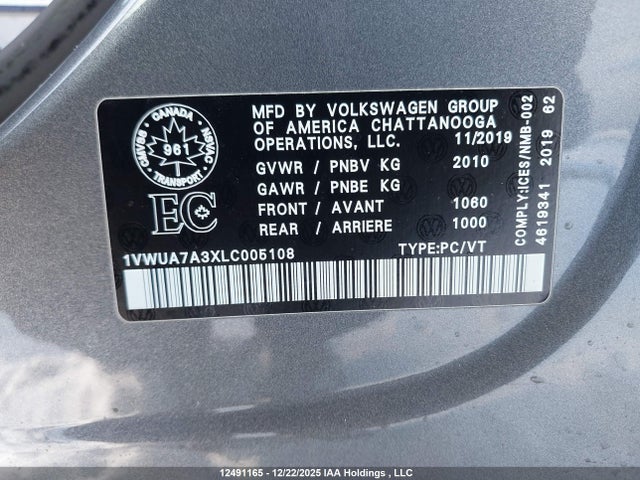 Volkswagen Passat 2020 1VWUA7A3XLC005108 Image 17