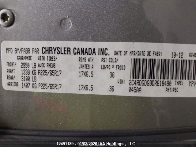 2013 Dodge Grand Caravan Crew მანქანა იყიდება აუქციონზე, vin: 2C4RDGDG9DR618490, აუქციონის ნომერი: 12491189